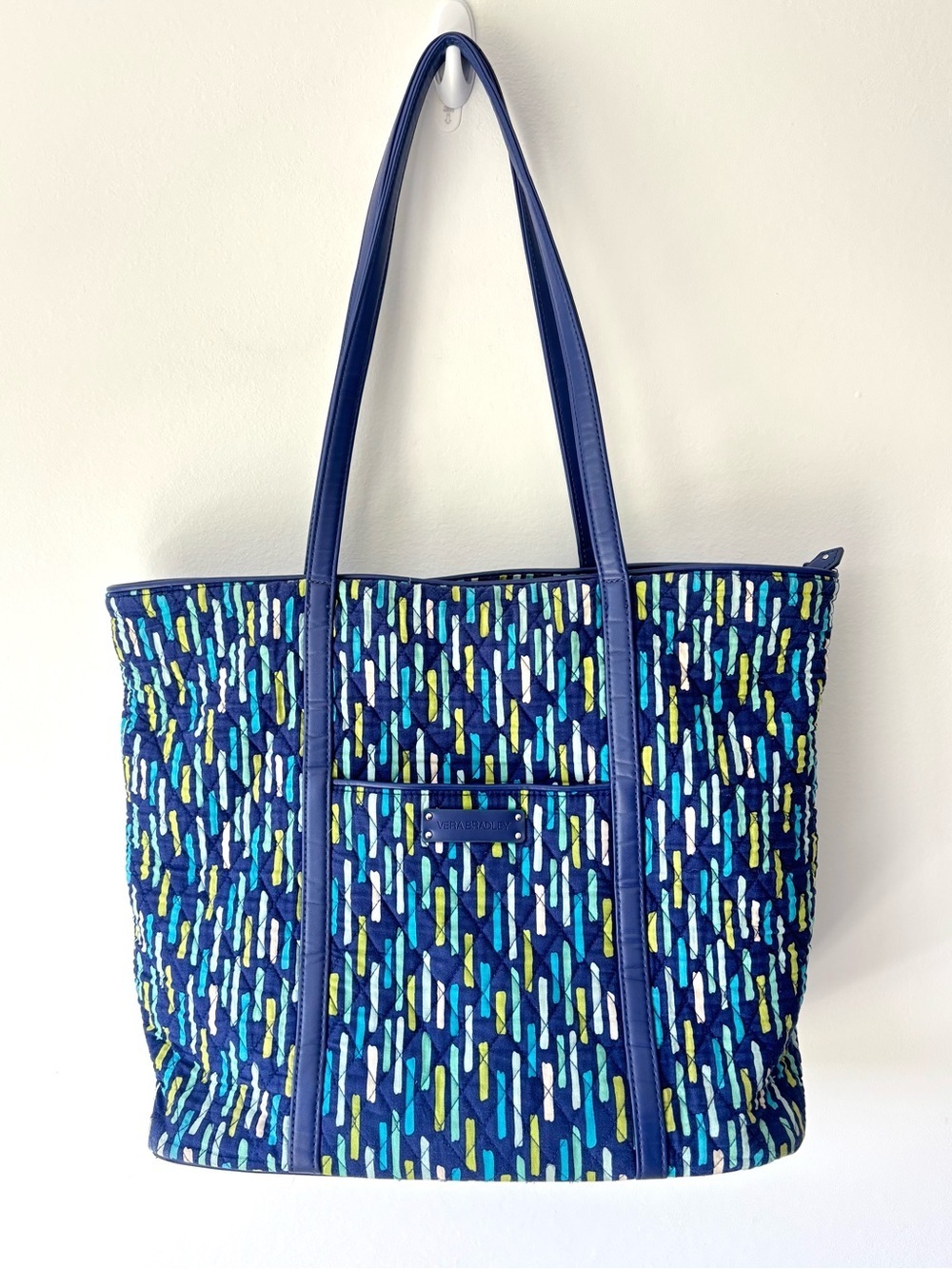 Vera Bradley Trimmed Laptop Tote Katalina Showers Blue Green Shoulder Bag Travel